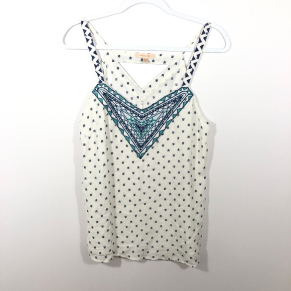 Skies Are Blue Tops - *Skies are Blue White Embroidered Arrow Tank Top